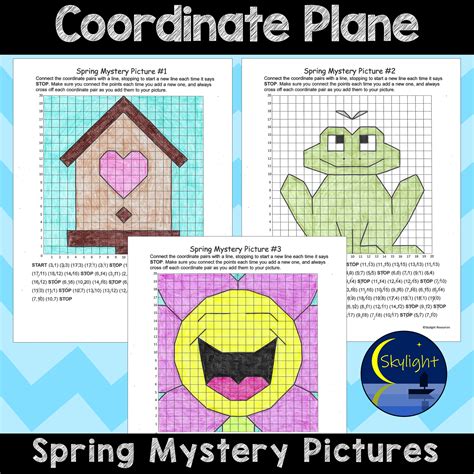 Spring Coordinate Plane Graphing Pictures in Quadrant I Mystery Picture ...