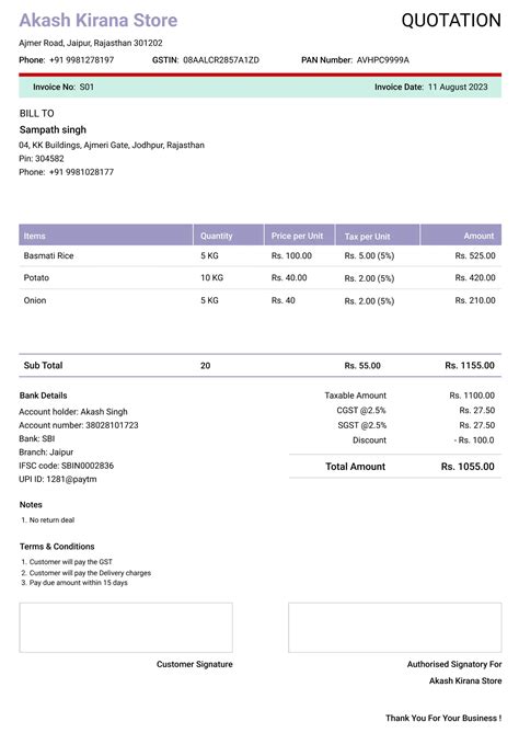 Grocery Quotation Format Download | Free Quotation Template For Grocery ...