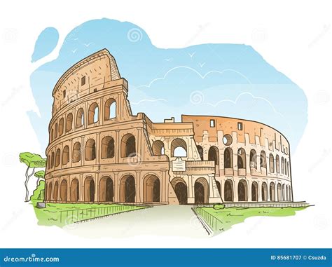 Drawing Color Colosseum, Rome, Italy Cartoon Vector | CartoonDealer.com ...