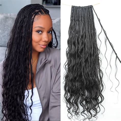 Amazon.com : Goddess Knotless Braids Crochet Human Hair Loose Wave Boho ...