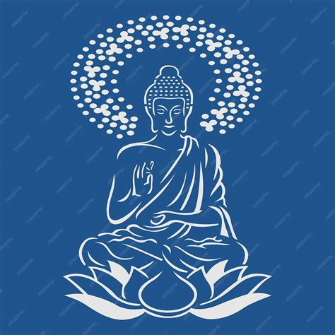 Premium Vector | Lord Buddha Vector On Blue Background