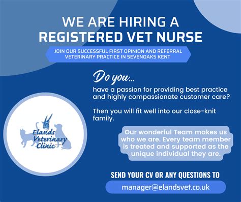 Job: Registered Veterinary Nurse. Elands Veterinary Clinic, Sevenoaks ...