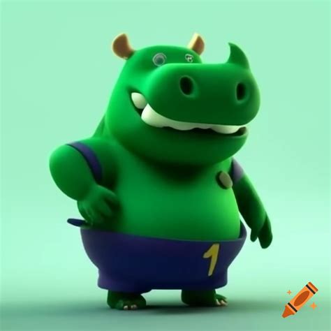 Dark green hipporinho mascot in uhd clipart style on Craiyon