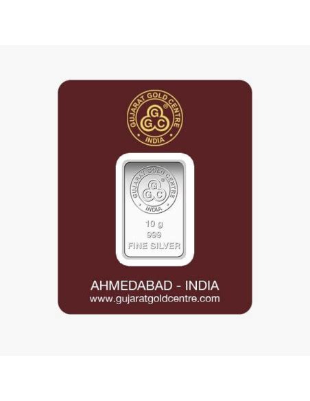 Buy Gujarat Gold Centre Silver Bar Of 10 Gram in 999 24Kt Purity