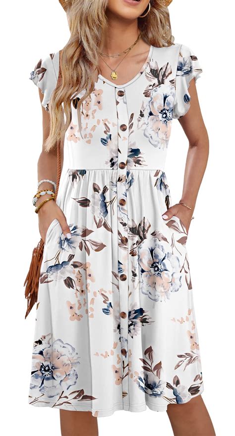 Fantaslook Women Summer Dresses V Neck Ruffle Sleeve Casual Flowy ...