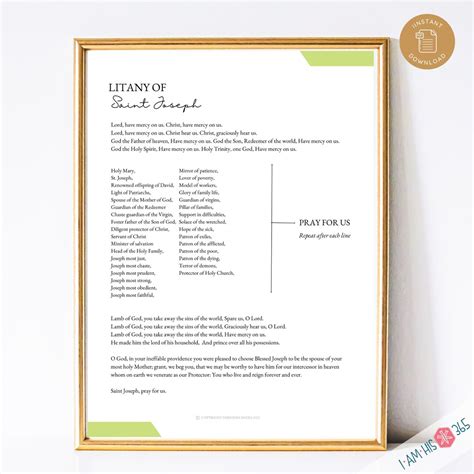 Litany of St Joseph Prayer Printable: Catholic Homeschool Art (digital ...