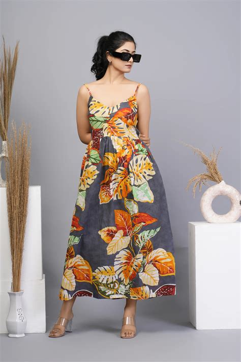 Multi-Color Floral Printed Cotton Midi Dress – Kaftanize