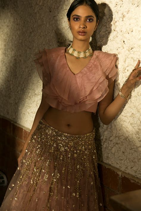 Blush Pink Ruffle Top and Lehenga Set – Sanya Gulati