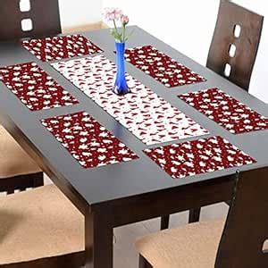 Buy TheYaYaCafe 6 Table Mats and Runner Set for Dining Table (1 Table ...