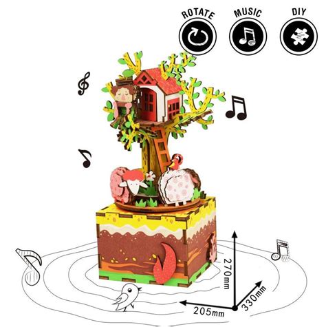 Buy Robotime Tree House Hand Crank 3D Wooden Music Box Kit Online at ...