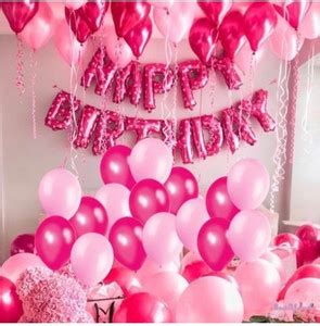 Flipkart.com | GNDJ Printed Happy Birthday Pink heart dot foil balloons ...