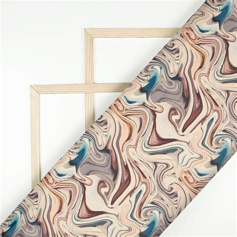 Pale Pink And Brown Marble Printed Exclusive Shirting Fabric – Fabcurate