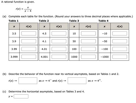 Solved A rational function is given.r(x)=xx-4(a) ﻿Complete | Chegg.com