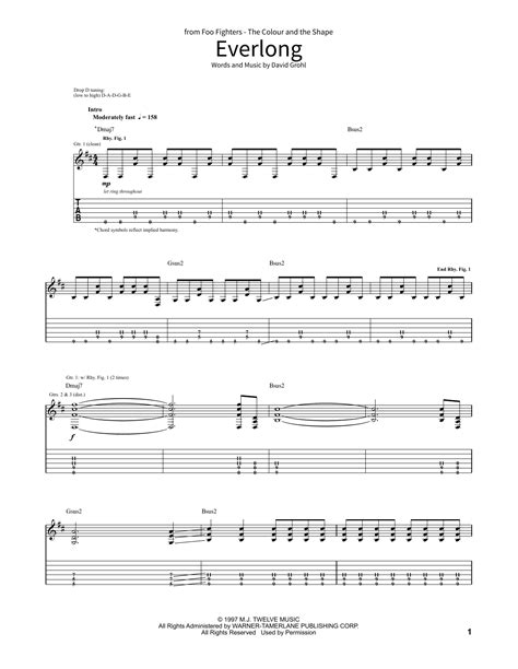 Everlong Sheet Music | Foo Fighters | School of Rock – Guitar Tab