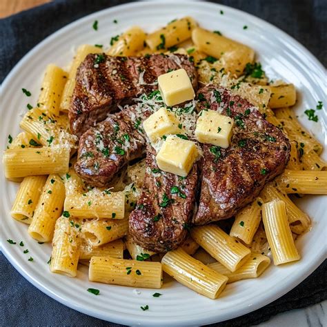 Garlic Parmesan Steak Pasta - Rich Dinner Recipe - Cooking Flavor
