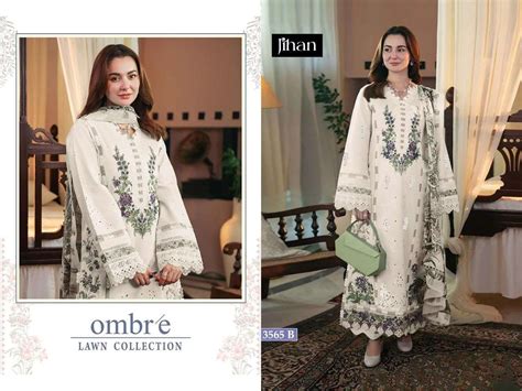 JIHAN DESIGN NO - 3565 COTTON HEAVY SELF EMBROIDERED PATCHES PAKISTANI ...