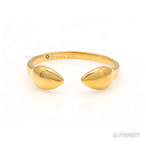 Golden Dew Adjustable Open Cuff Ring | Anirudh Jewels
