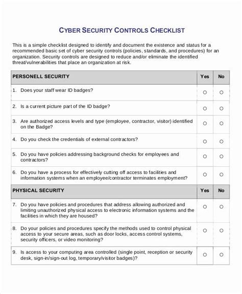 Image result for Building Security Checklist Template