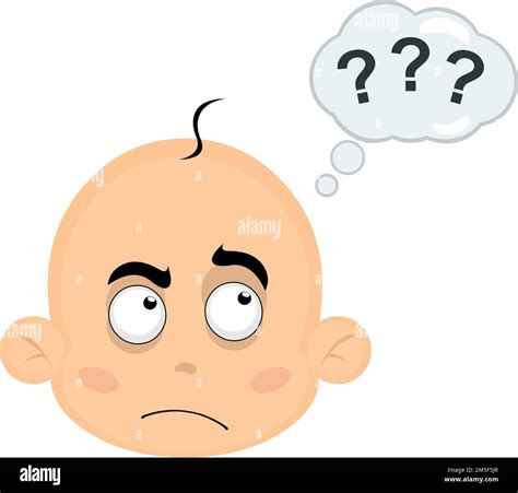 vector illustration of the face of a baby cartoon with a thinking ...