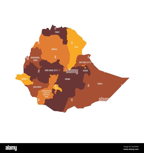 Ethiopia political map of administrative divisions - regions and ...