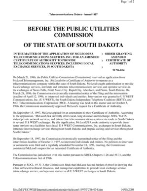 Fillable Online puc sd Order Granting Amended Certificate of Authority ...