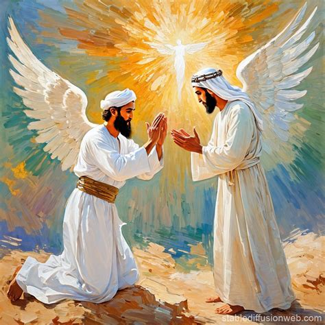Prophet Muhammad with Angel Gabriel | Stable Diffusion Online