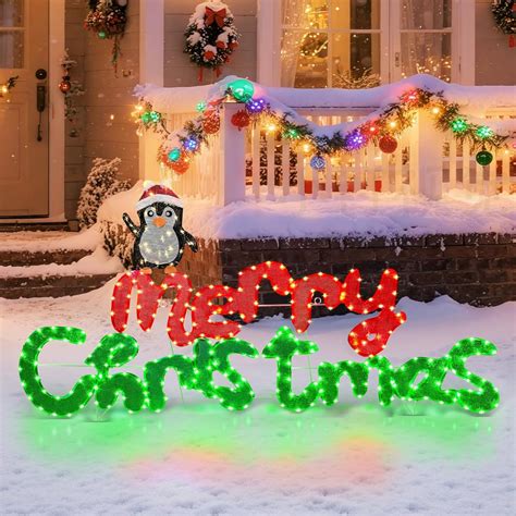Amazon.com: TOWPONICS 5FT Merry Christmas Lighted Sign Outdoor, Prelit ...
