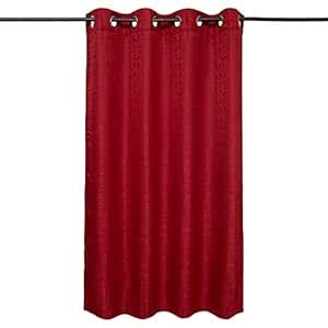 Buy HomeTown Set of 2 Window Curtains Nora Solid Maroon Online at Low ...