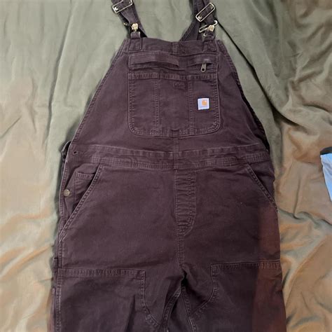 Brown Carhartt overalls double knee L - Depop
