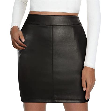 MSJUHEG Skirts for Women Black Skirt Leather Skirt Midi Skirt Women's ...