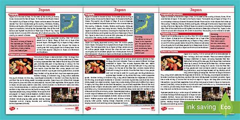 Japan Differentiated Fact File - Year 6 Geography - Twinkl