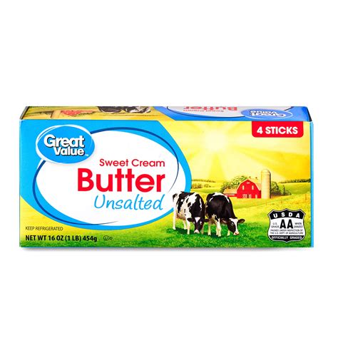 Great Value Sweet Cream Unsalted Butter Sticks, 4 Ct