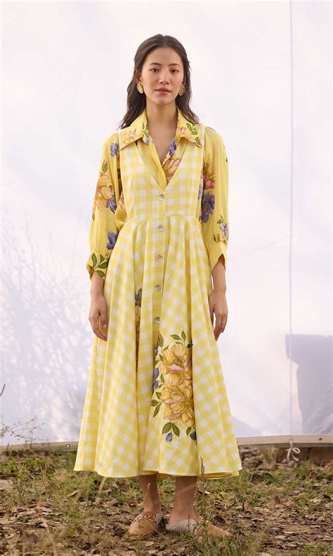 Angelina- Cotton twill dress with digital printed shirt – The Neh Store