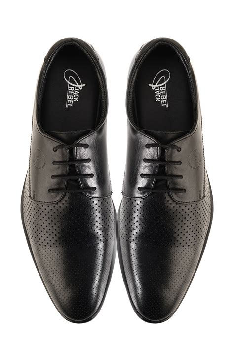 Black Full Grain Leather Shoes by Jack Rebel at Pernia's Pop Up Shop 2024