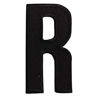 R Letter Alphabet English Iron on Patches Embroidered Black : Amazon.in ...