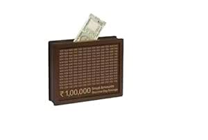 PK Crafts Wooden Money Piggy Bank, Money Saving Box, Savings Chart ...