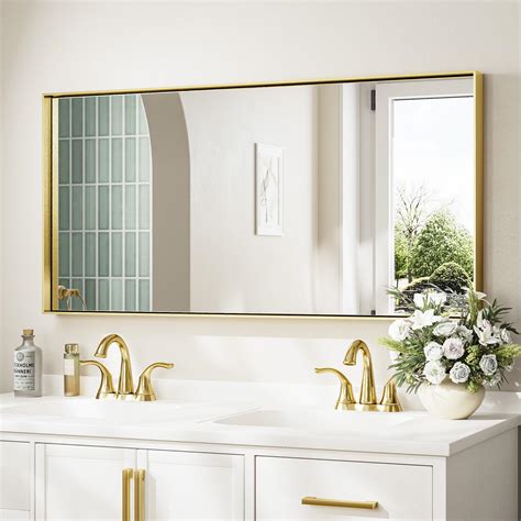 Snapklik.com : Keonjinn 48 X 24 In Brushed Gold Bathroom Mirrors For ...