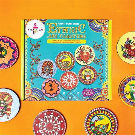 Buy Ethnic Art Coasters Painting Kit | DIY Craft Supplies - Kalakaram