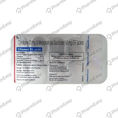 Cilamet Xl 50mg Strip Of 10 Tablets: Uses, Side Effects, Price & Dosage ...