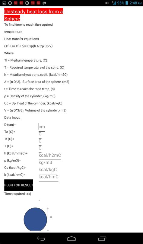 Unsteady heat loss from a Sphere - App on Amazon Appstore