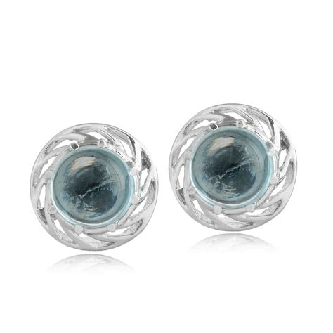 Buy Ribbonkart 925 Sterling Silver Earrings Studded with Sky Blue Topaz ...