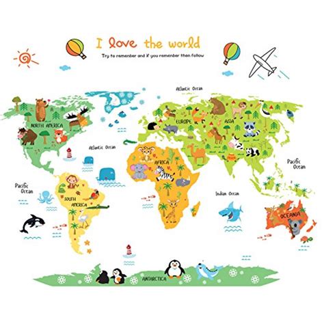 Buy Children's Kids World Wall Sticker Animal World Wall Stickers Print ...