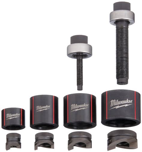 MILWAUKEE Knockout Punch Set: 10 ga Max Sheet Metal Capacity-Steel, 1 1 ...