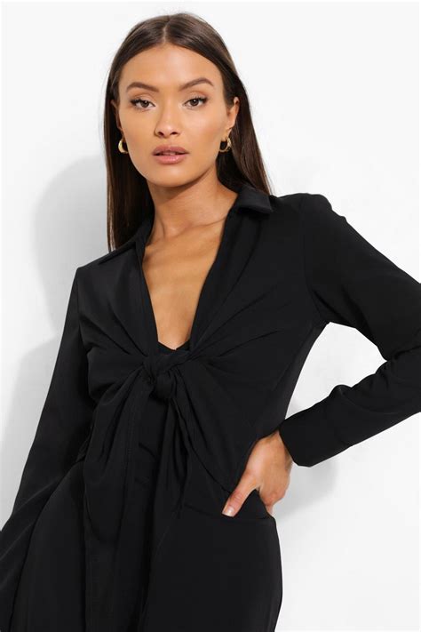 Matte Satin Knot Shirt | boohoo NL