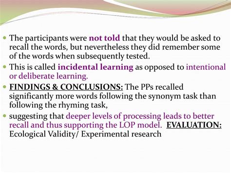 Image result for Levels of Processing model Levels of Processing Examples