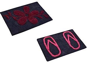 Buy YAMUNGA Cotton Door Mats/Bath Mats Multicolour - Pack of 2 Online ...