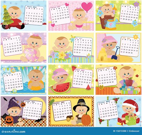 婴孩的月度日历在2013年 向量例证. 插画 包括有 åº†ç¥ , è£…é¥°, åÿžå, žç¥¨ - 26446575