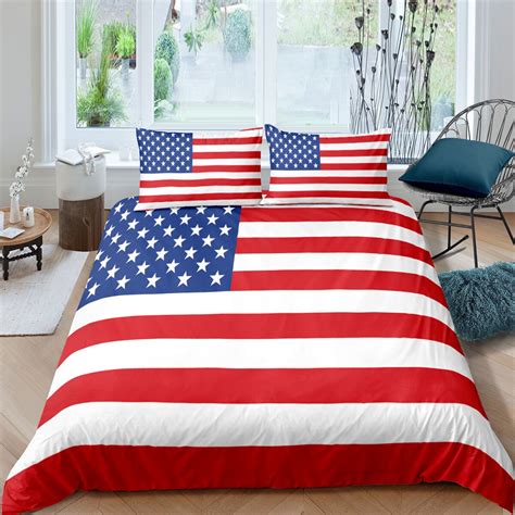 National Flag Duvet Cover Set United States Flag Stars Bedding Set ...