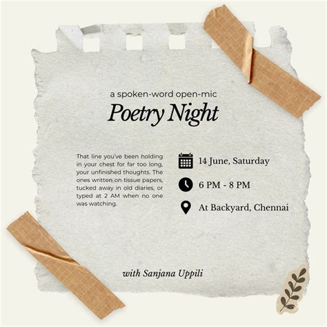 Poetry Night at Backyard, Backyard, Gandhi Nagar, Adyar, Chennai, Tamil ...
