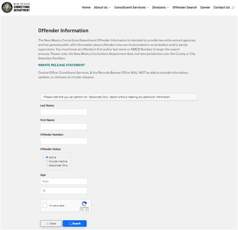 New Mexico Corrections Department Inmate Search, NM